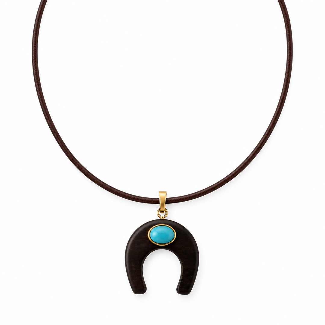 Ermina Wooden Horseshoe Necklace