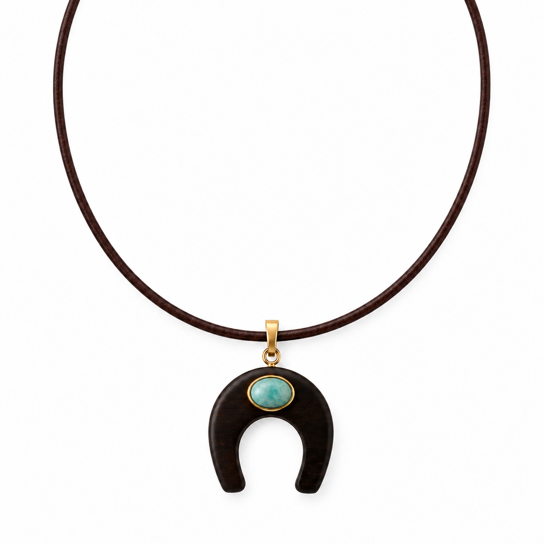 Ermina Wooden Horseshoe Necklace