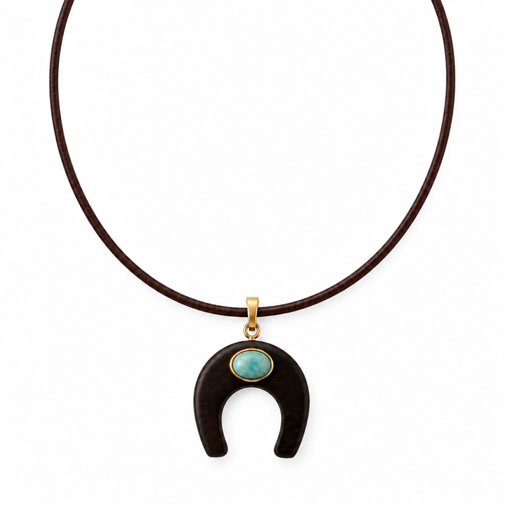 Ermina Wooden Horseshoe Necklace