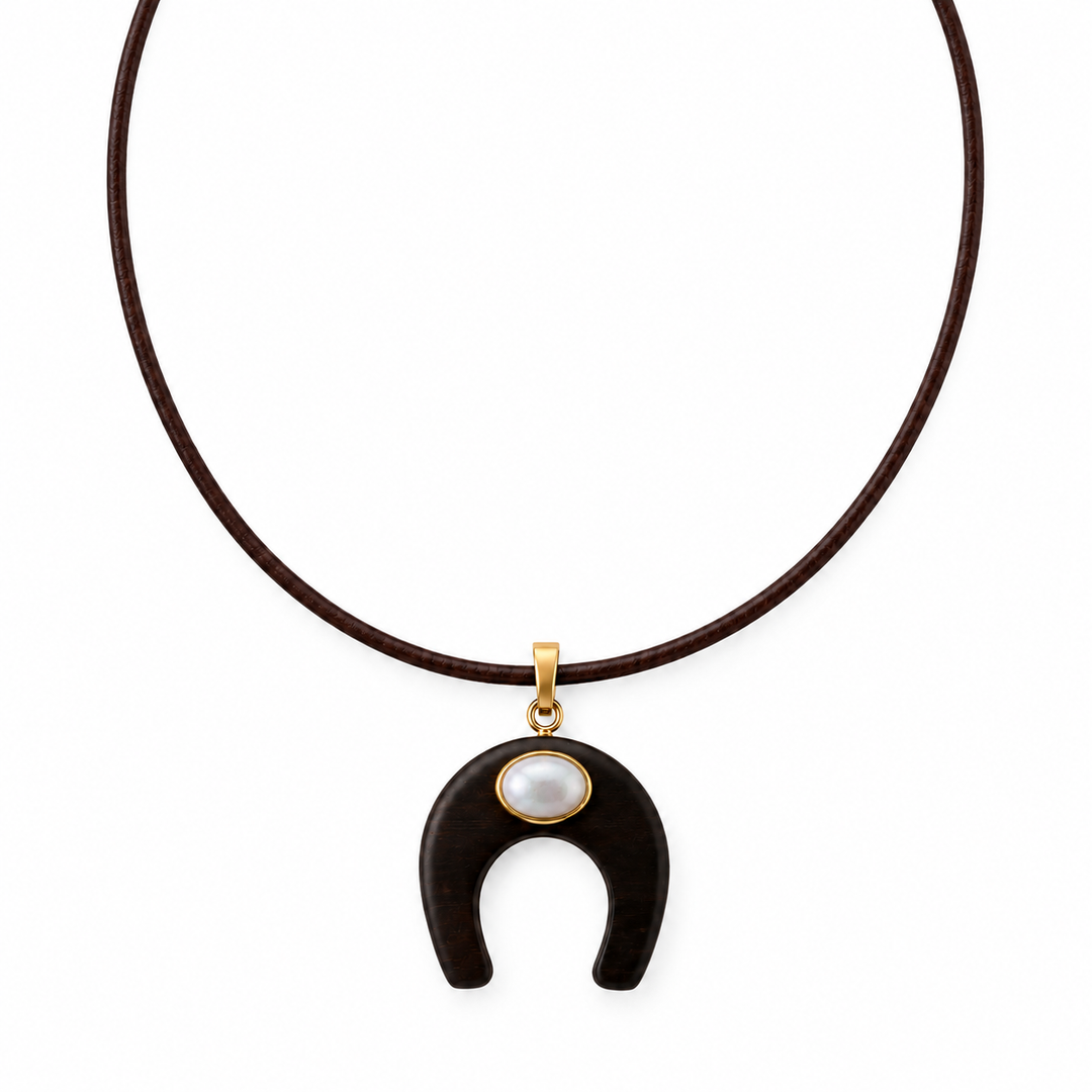 Ermina Wooden Horseshoe Necklace