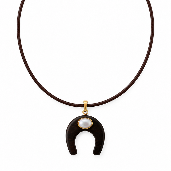 Ermina Wooden Horseshoe Necklace