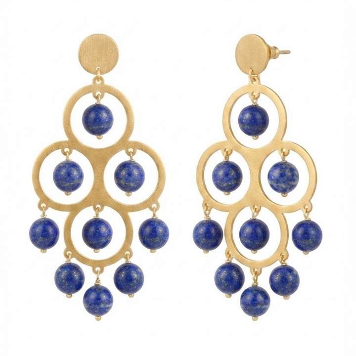 Antonia Karra - Angelina Large Drop Earrings - Lapis