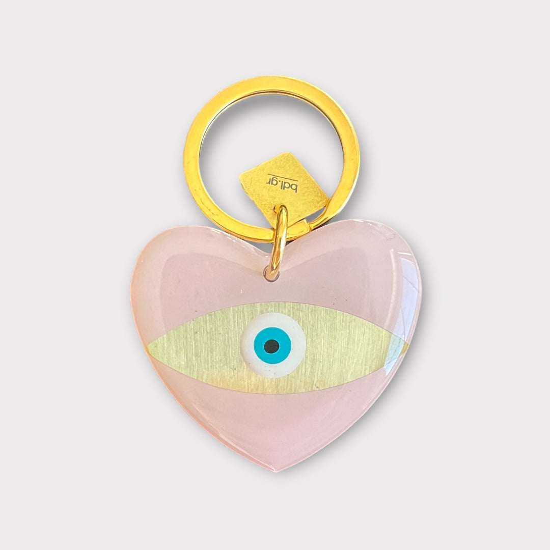Bord de l’eau, White-Bronze Evil Eye Heart Keychain