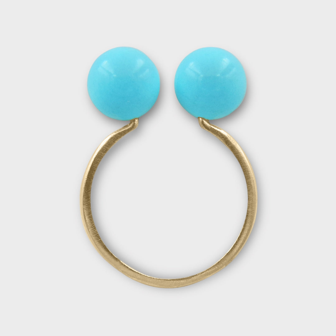 Chloe Duo Ring, 18k Gold Plated Turquoise Ring - Helen Georgio