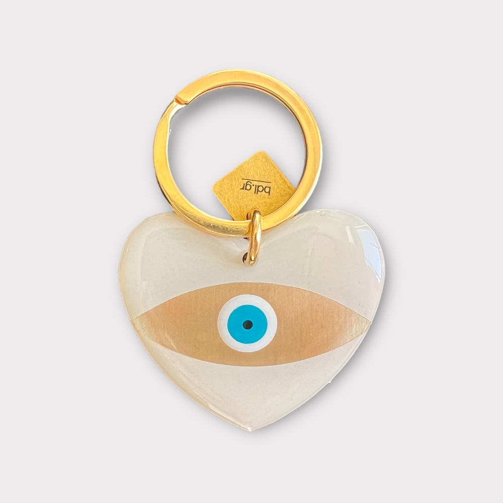 Bord de l’eau, Evil Eye Pink Heart Keychain - Helen Georgio