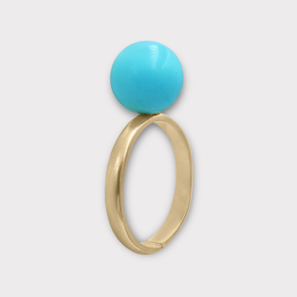 Chloe, Handmade Turquoise Bead Ring - Helen Georgio