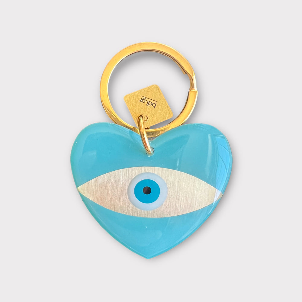 Bord de l’eau, White-Bronze Evil Eye Heart Keychain - Helen Georgio