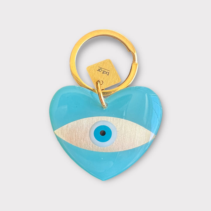 Bord de l’eau, Evil Eye Hot Pink Heart Keychain - Helen Georgio