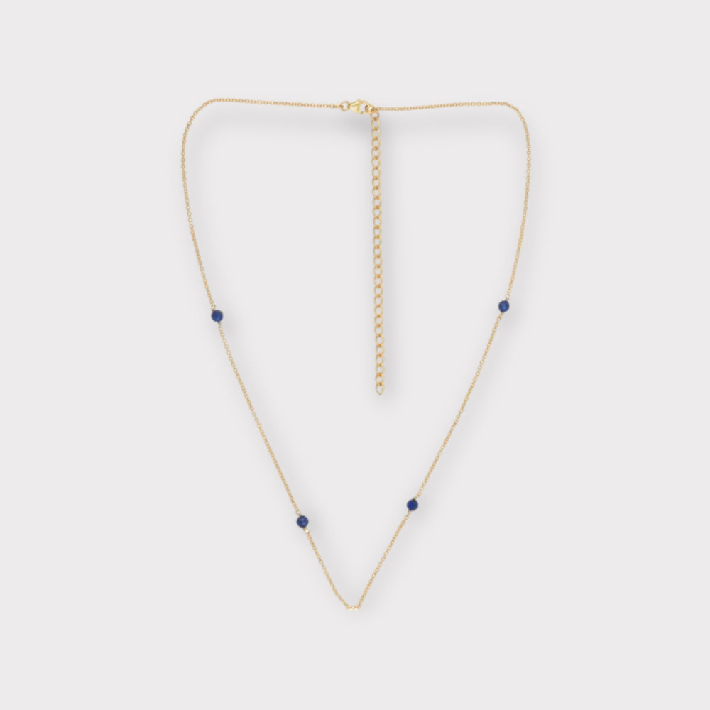 Blue Highlight: 18k Gold-Plated Sterling Silver Beaded Chain - Helen Georgio