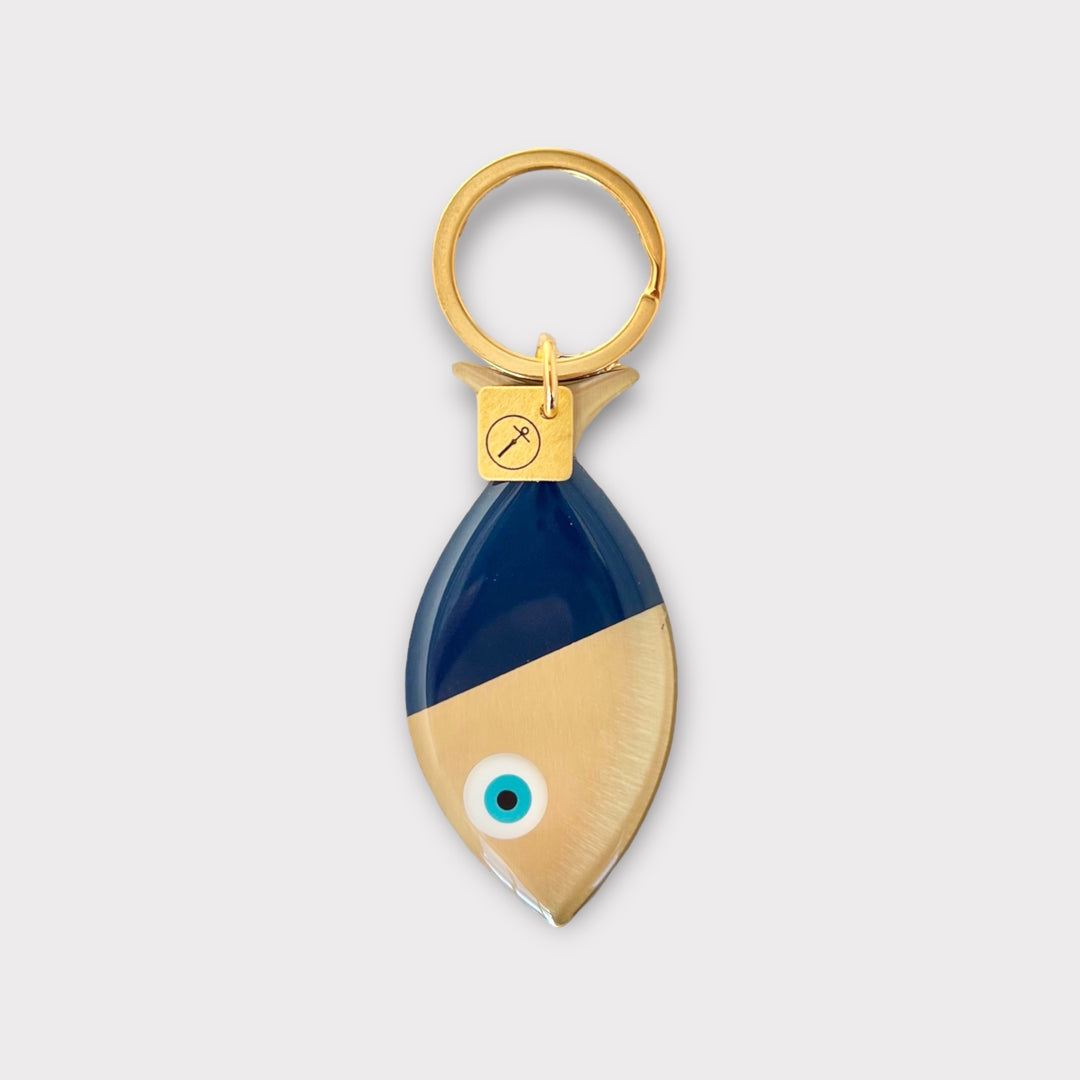 Bord de l’eau , Evil Eye Turquoise Fish Keychain