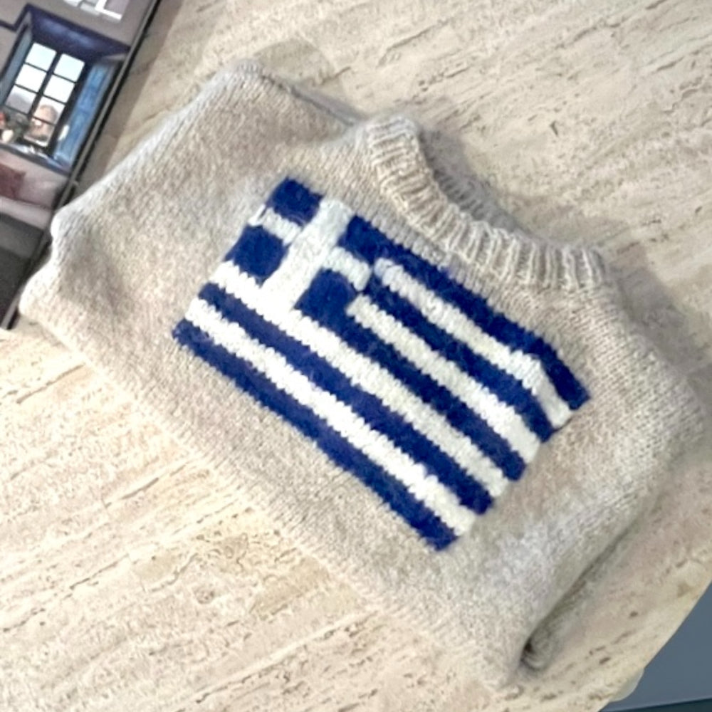 Greek Flag Hand-knitted sweater - Helen Georgio