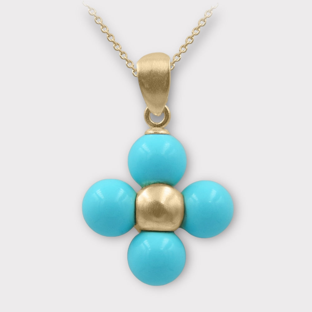 Sophia, Handmade Sleek Turquoise Beaded Cross Necklace Large - Helen Georgio