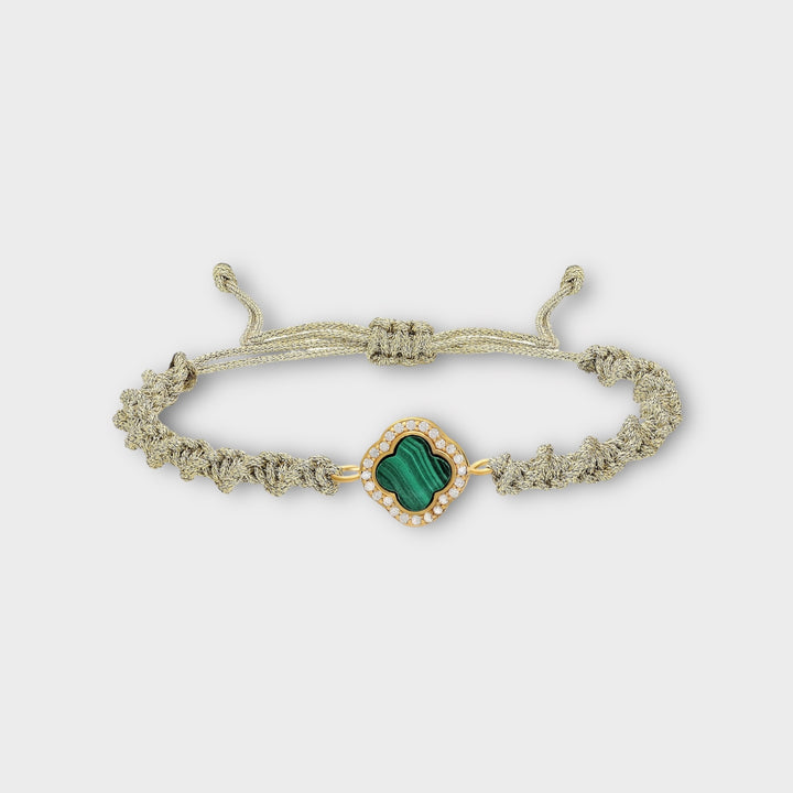 Rhea, Malachite Clover Macrame Bracelet - Helen Georgio