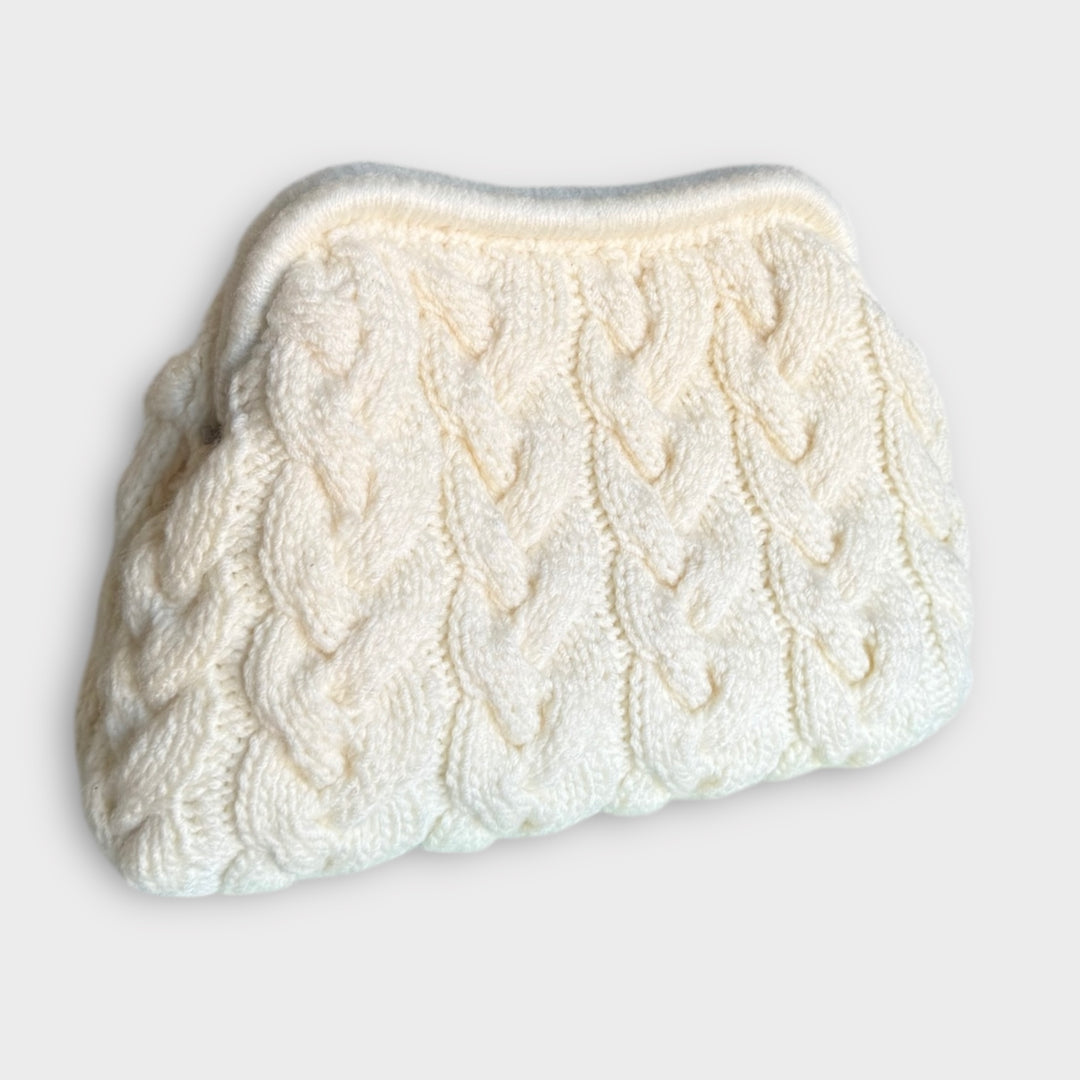 Handmade Creamy Cable Knit Clutch