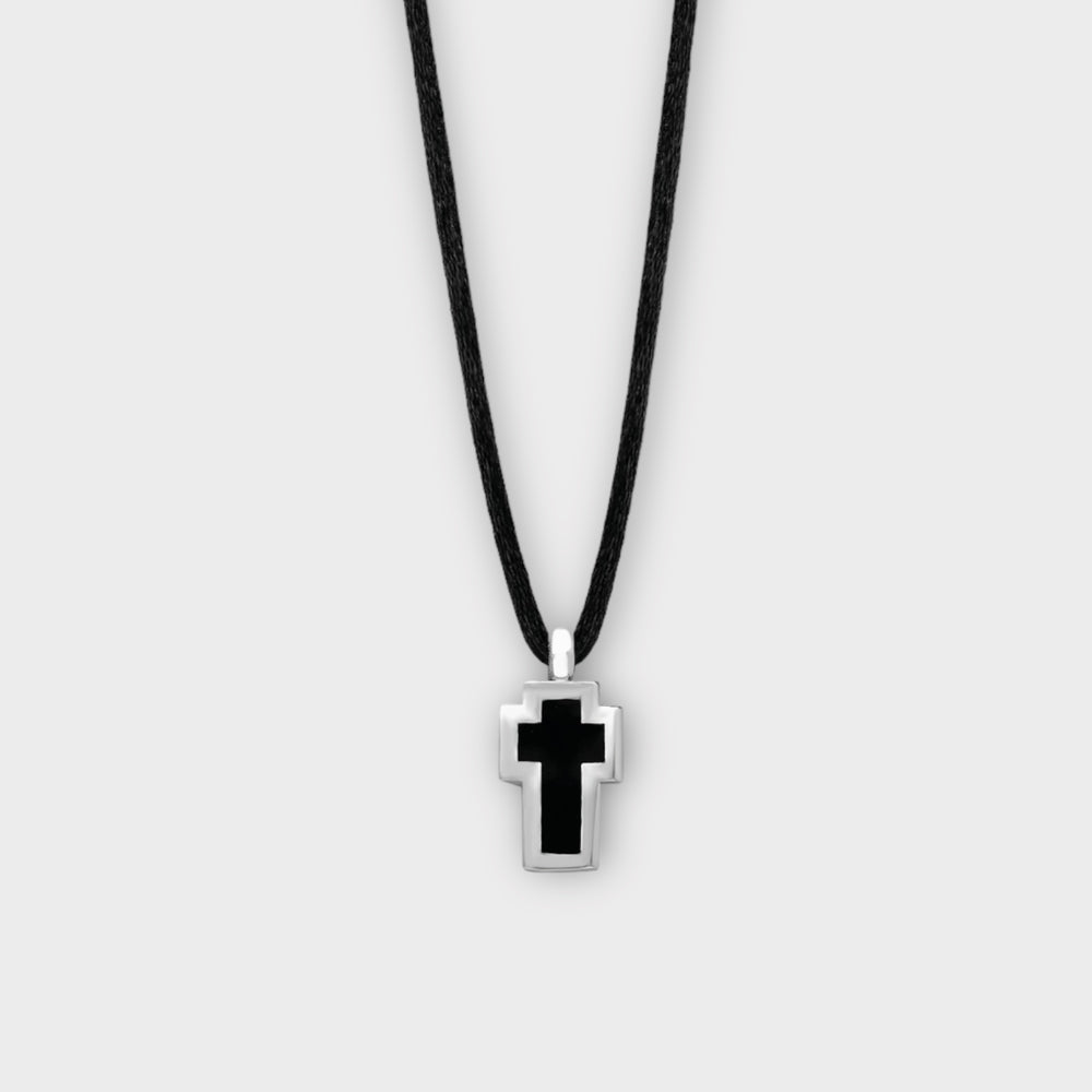 Grace, 18K Gold Plated Petite Black Cross Charm - Helen Georgio