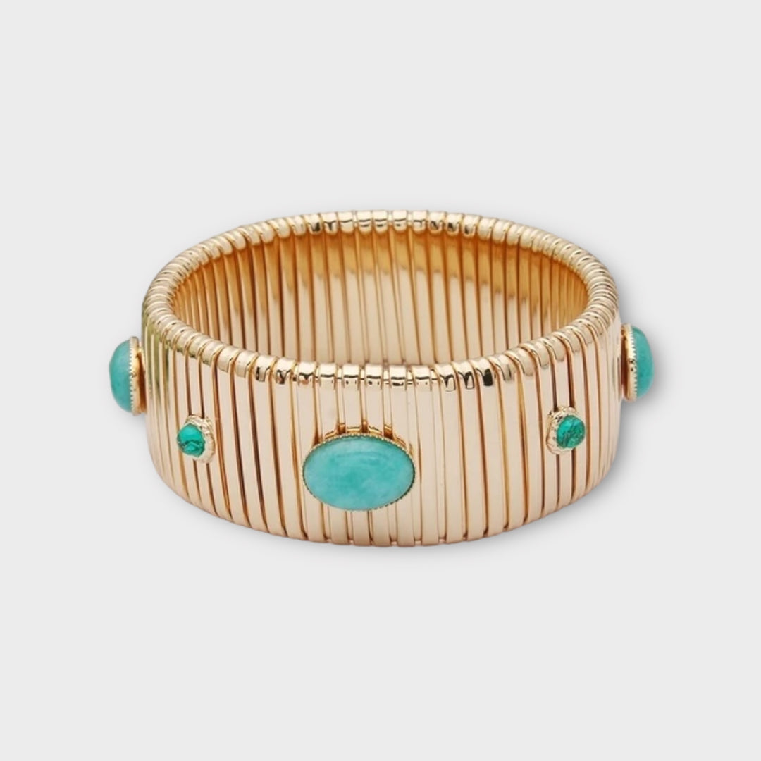 Blue Lake Wide Bangle Bracelet Flex - Helen Georgio