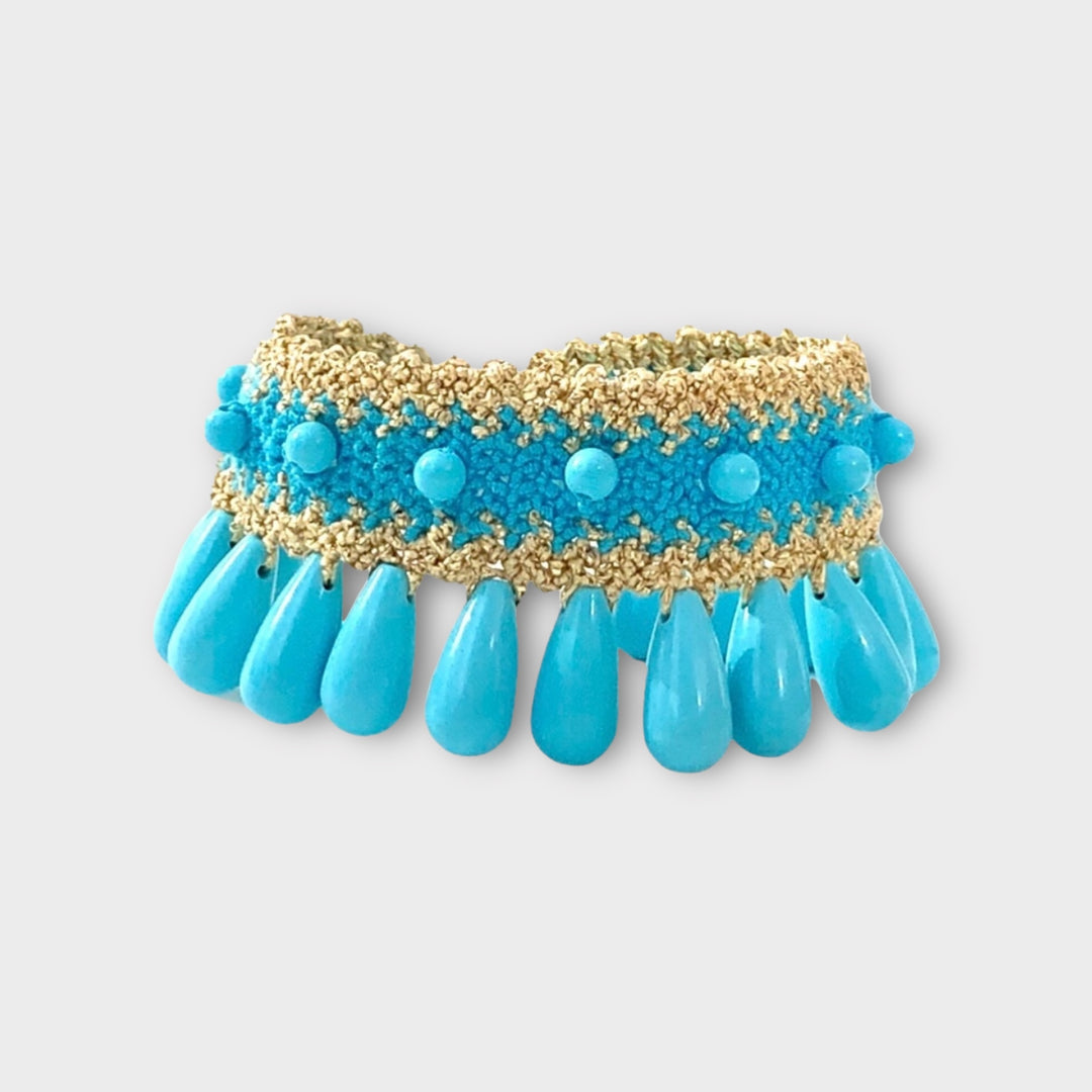 Handmade Macrame Turquoise Beaded Bracelet - Helen Georgio