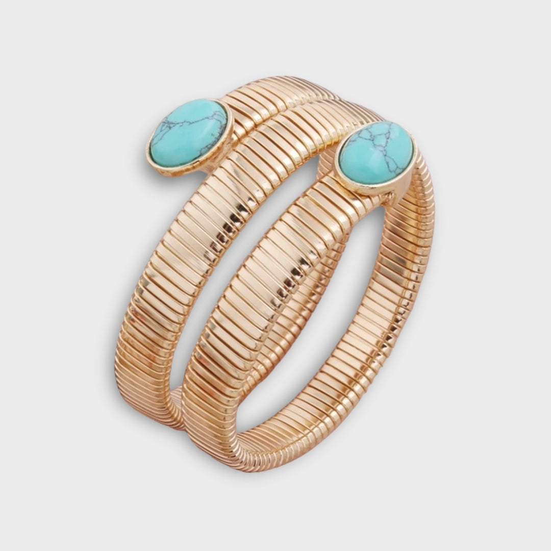 Turquoise Wrap Bangle Bracelet - Helen Georgio