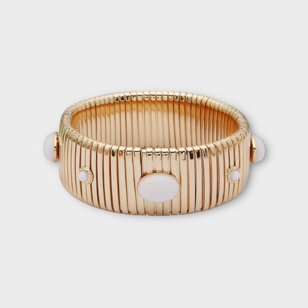 White Wide Bangle Bracelet Flex - Helen Georgio