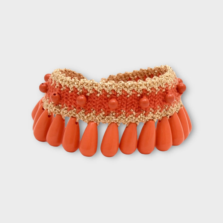 Handmade Macrame Coral Beaded Bracelet - Helen Georgio