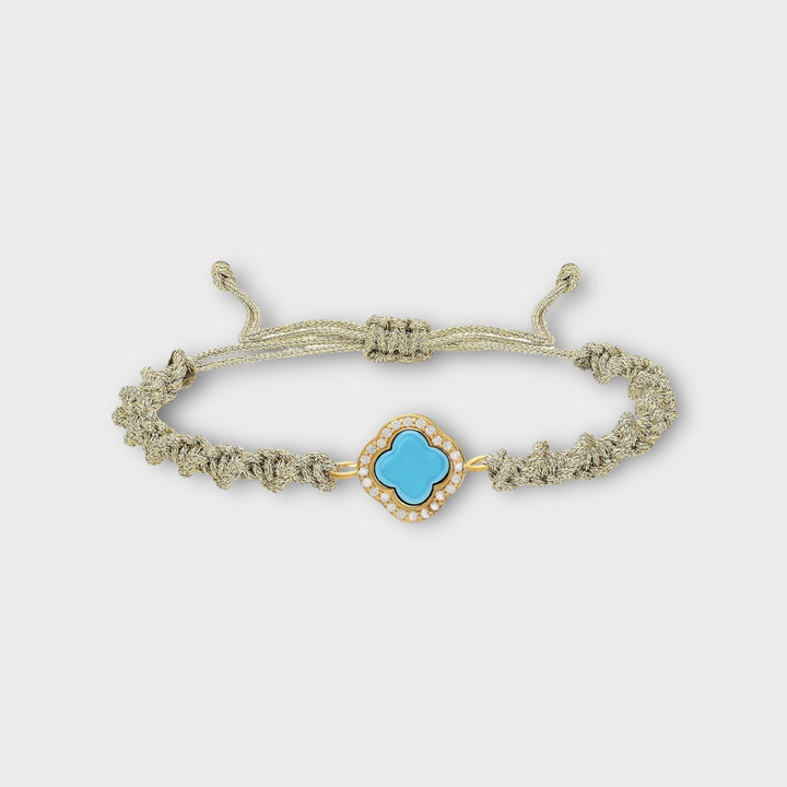 Rhea, Turquoise Clover Macrame Bracelet - Helen Georgio