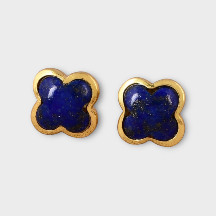 Lapis Lazuli Clover Stud Earrings