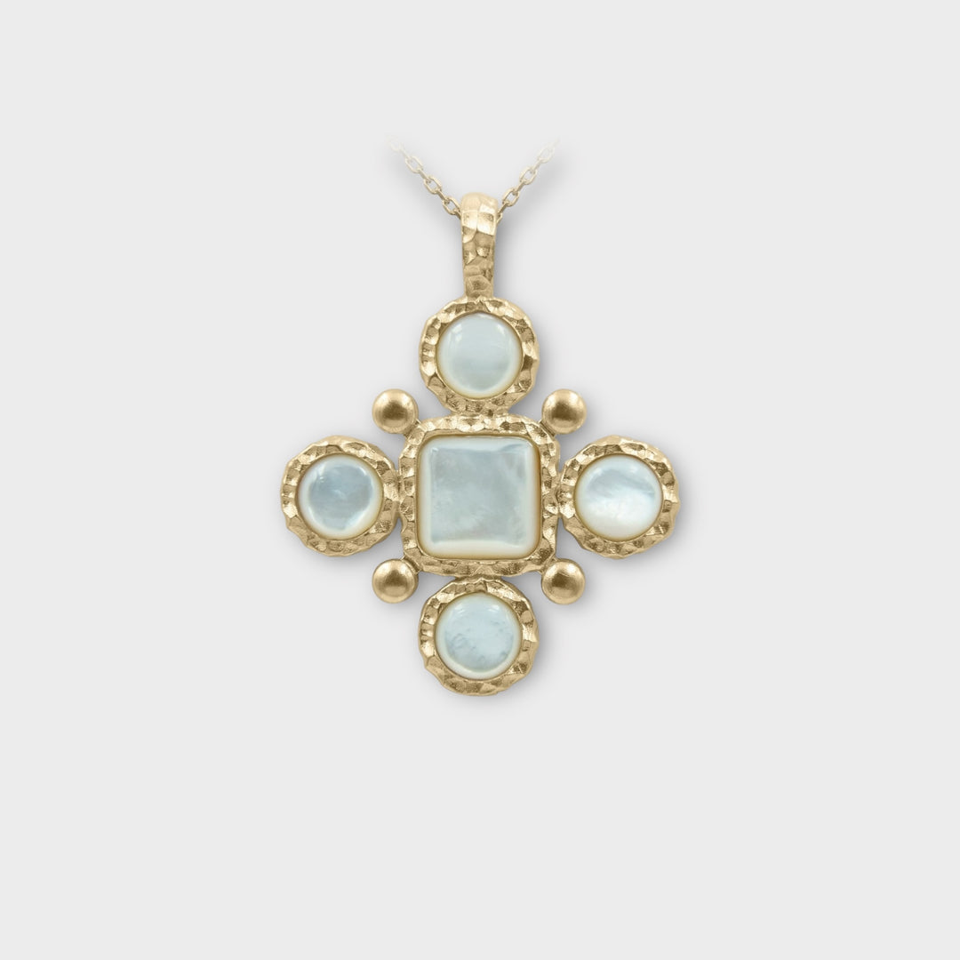 Agape – Handmade Hammered Cross with Mother of Pearl - Helen Georgio