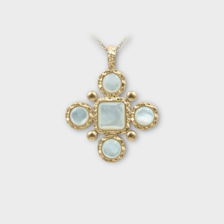 Agape – Handmade Hammered Cross with Mother of Pearl - Helen Georgio