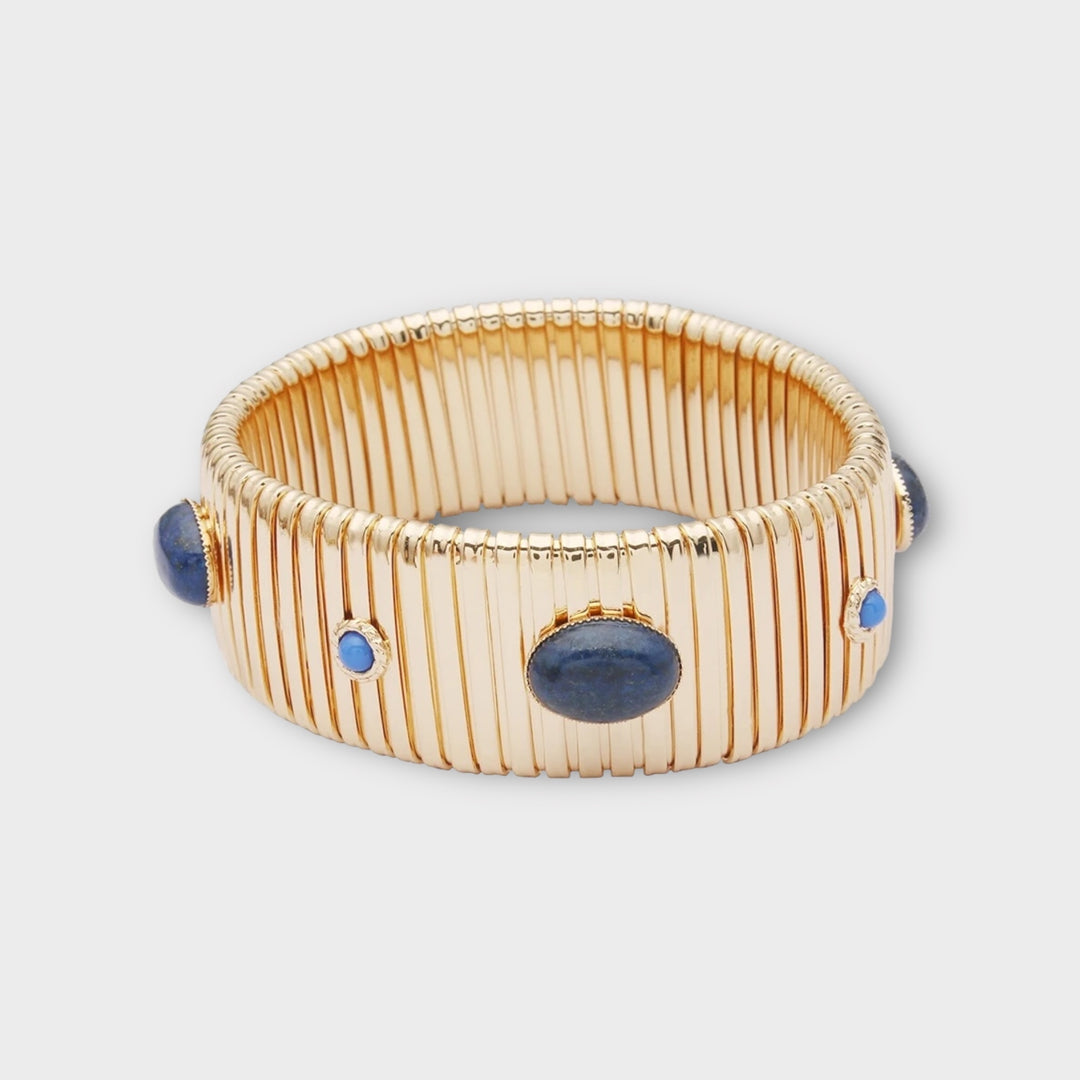 Lapis Wide Bangle Bracelet - Helen Georgio