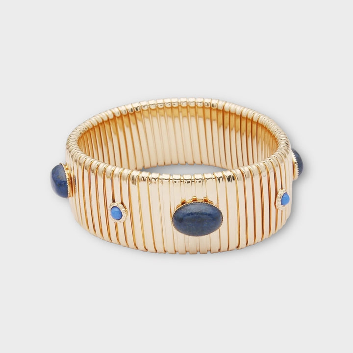 Lapis Wide Bangle Bracelet - Helen Georgio