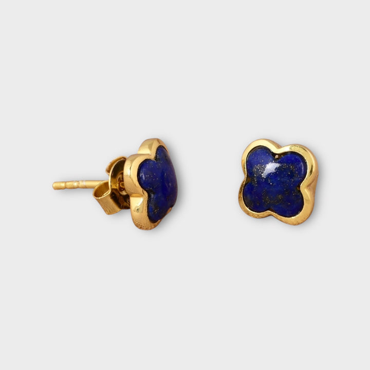 Lapis Lazuli Clover Stud Earrings