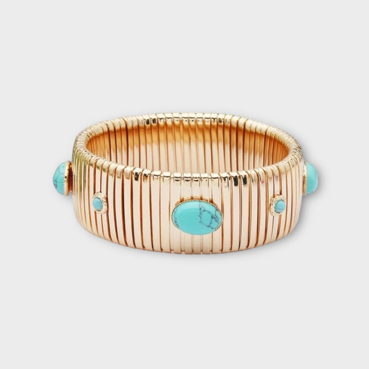 Turquoise Wide Bangle Bracelet Flex - Helen Georgio