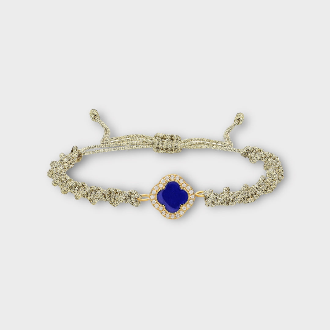 Rhea, Blue Clover Macrame Bracelet - Helen Georgio