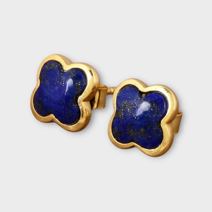 Lapis Lazuli Clover Stud Earrings