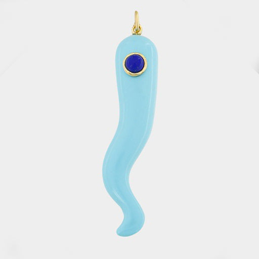 Rome, 14K Gold and Turquoise Horn Pendant - Helen Georgio